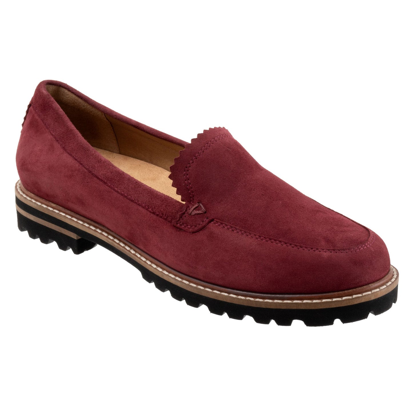 Trotters Fayth T2359-647 Womens Red Suede Slip On Loafer Flats Shoes