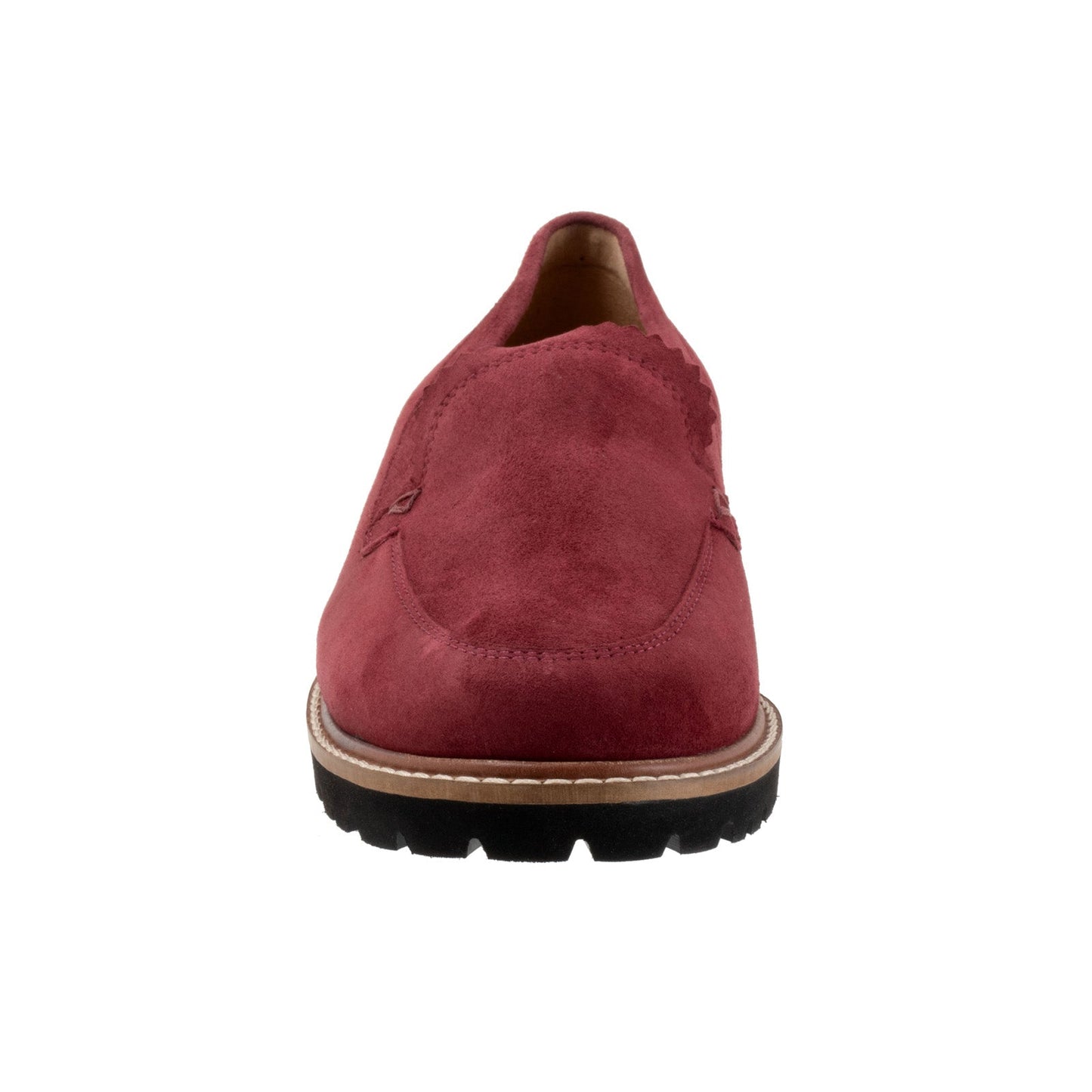 Trotters Fayth T2359-647 Womens Red Suede Slip On Loafer Flats Shoes
