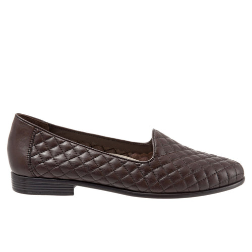 Trotters Liz T5158-235 Womens Brown Wide Leather Slip On Loafer Flats Shoes