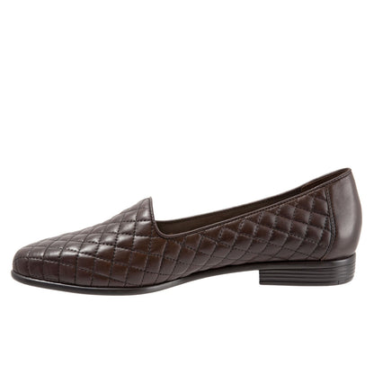 Trotters Liz T5158-235 Womens Brown Wide Leather Slip On Loafer Flats Shoes
