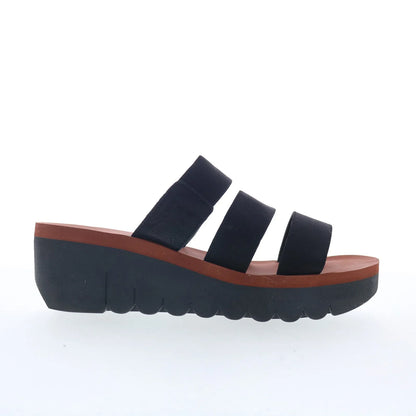 Fly London Yian YIAN845FLY-000 Womens Black Leather Wedges Sandals Shoes