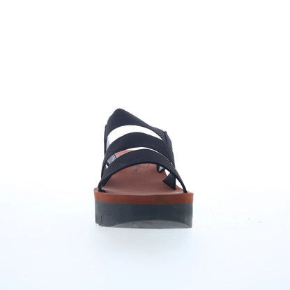 Fly London Yian YIAN845FLY-000 Womens Black Leather Wedges Sandals Shoes