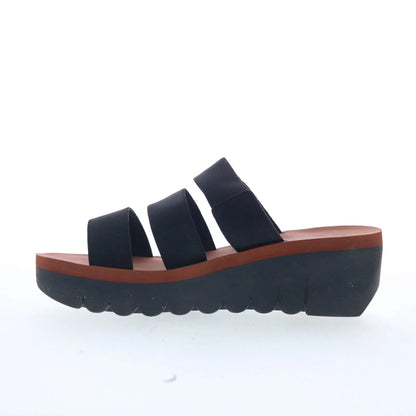 Fly London Yian YIAN845FLY-000 Womens Black Leather Wedges Sandals Shoes