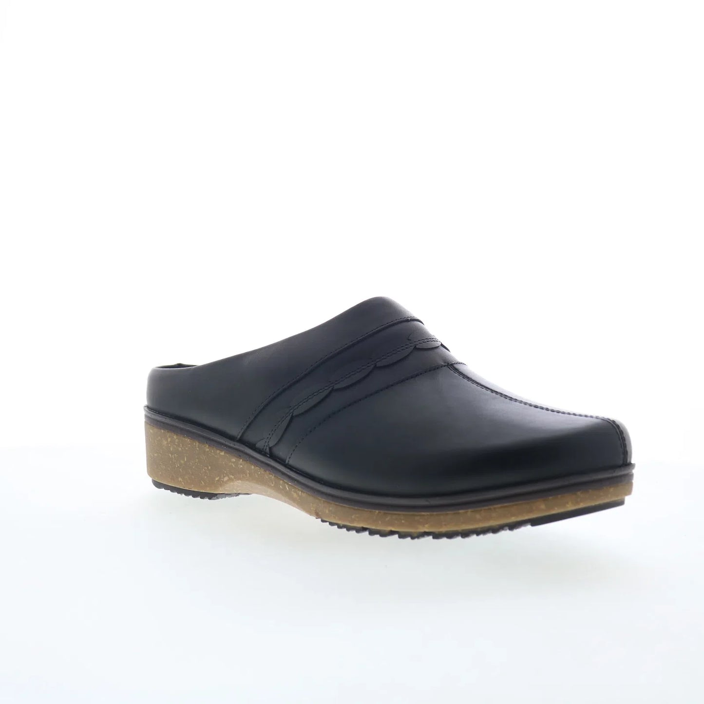 Softwalk Amber 3.0 S2301-001 Womens Black Leather Slip On Clog Flats Shoes