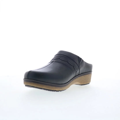 Softwalk Amber 3.0 S2301-001 Womens Black Leather Slip On Clog Flats Shoes