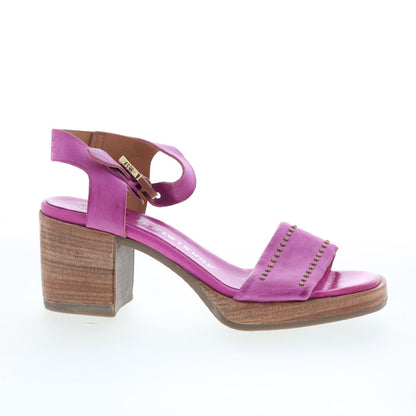 A.S. 98 Arvin Womens Purple Leather Hook & Loop Heeled Sandals Shoes
