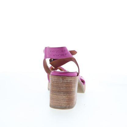 A.S. 98 Arvin Womens Purple Leather Hook & Loop Heeled Sandals Shoes