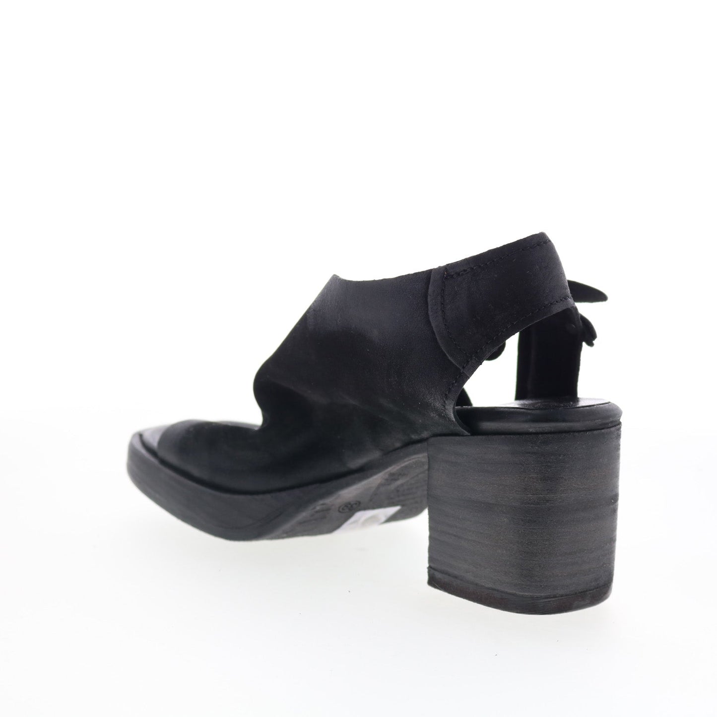 A.S. 98 Aston Womens Black Leather Hook & Loop Heeled Sandals Shoes