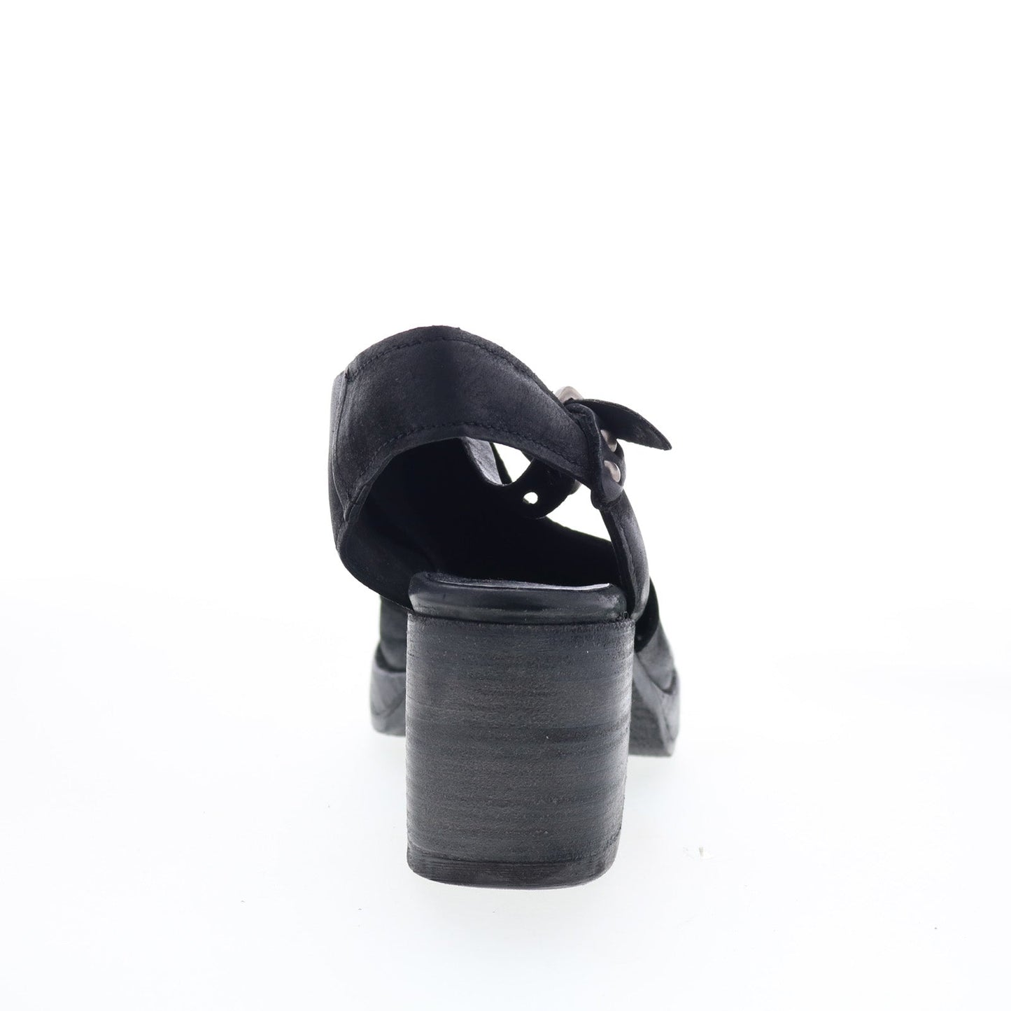 A.S. 98 Aston Womens Black Leather Hook & Loop Heeled Sandals Shoes