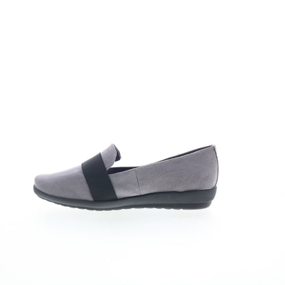 Easy Spirit Audrey 2 SEAUDREY2 Womens Gray Wide Canvas Loafer Flats Shoes
