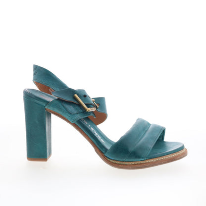 A.S. 98 Barnett Womens Green Leather Hook & Loop Heeled Sandals Shoes