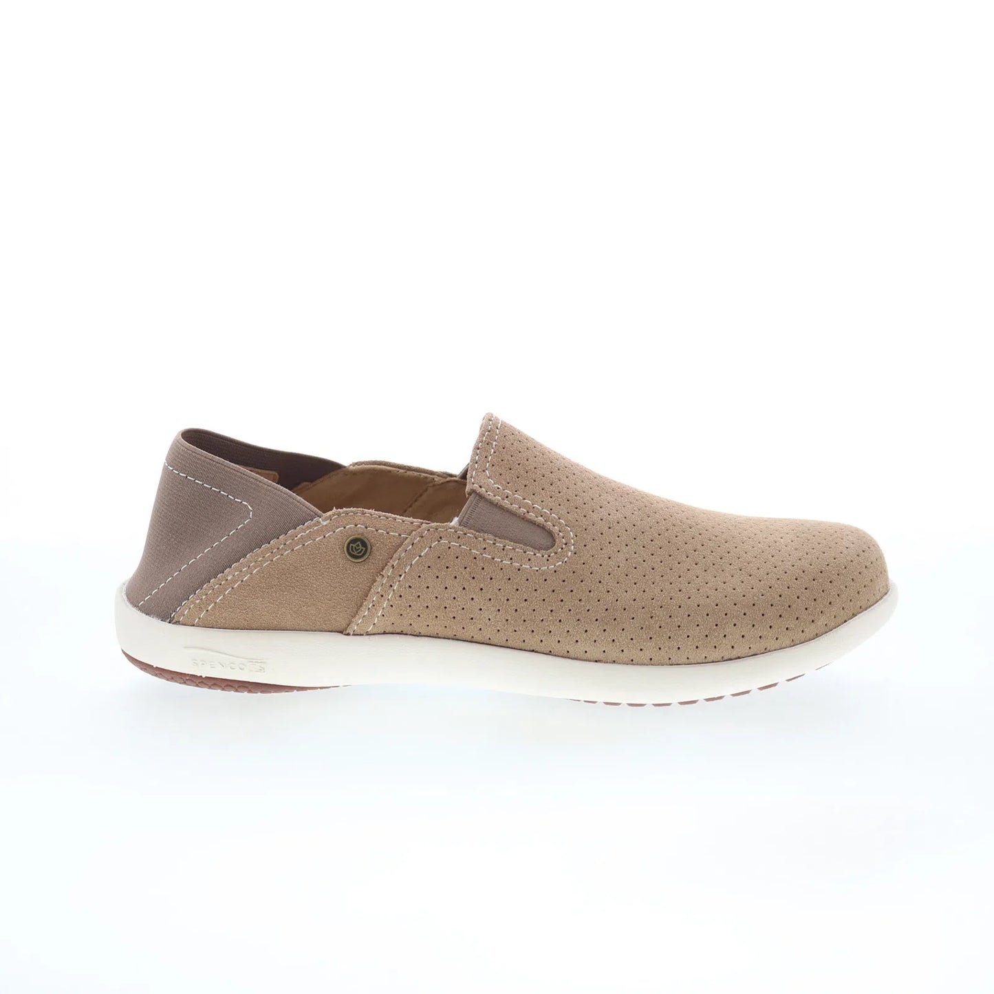 Spenco Bindie Slide SP1039TAN Womens Brown Suede Slip On Slides Flats Shoes