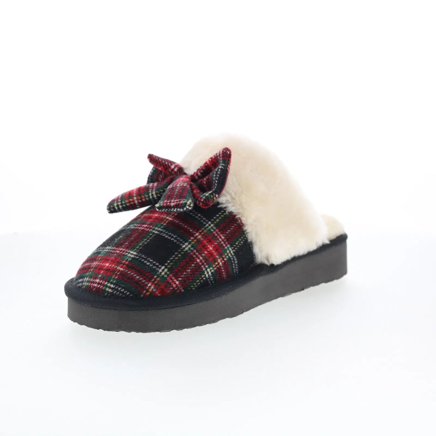 Minnetonka Bow Scuff 4000620 Womens Red Canvas Clogs Slippers Shoes
