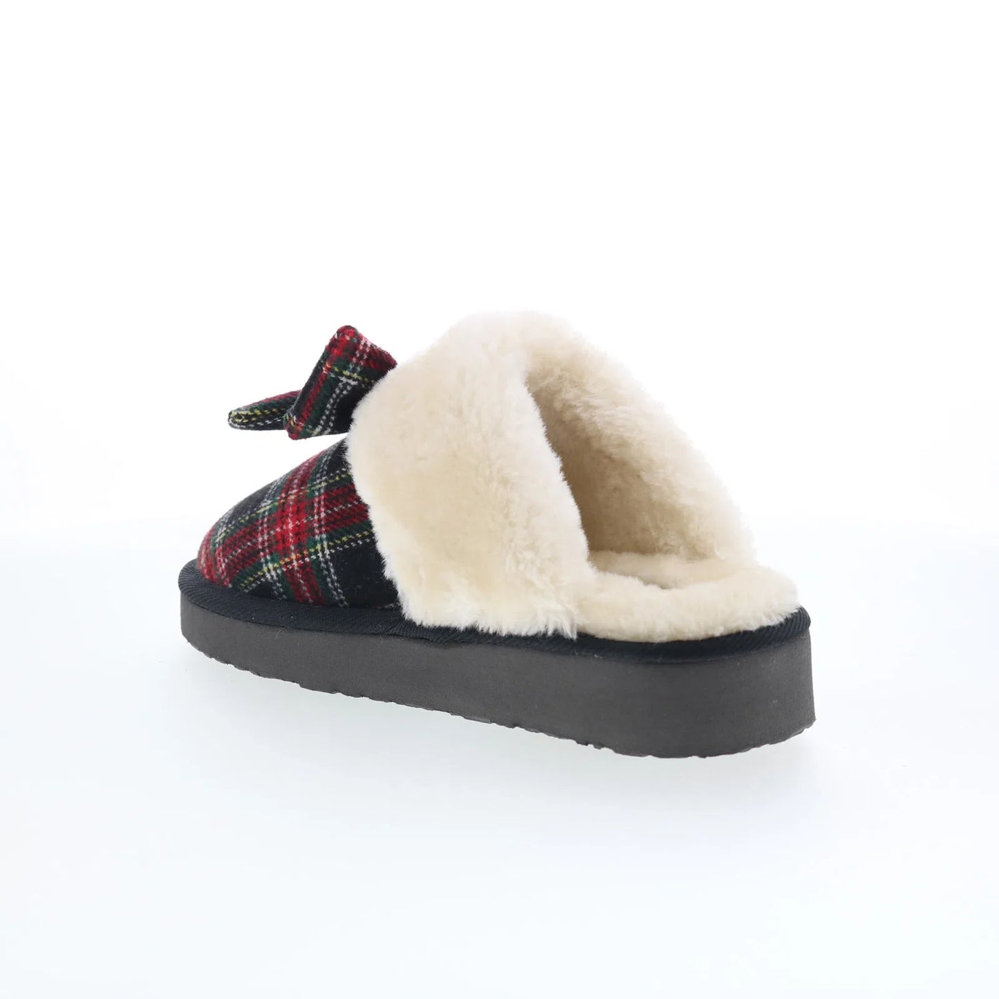 Minnetonka Bow Scuff 4000620 Womens Red Canvas Clogs Slippers Shoes