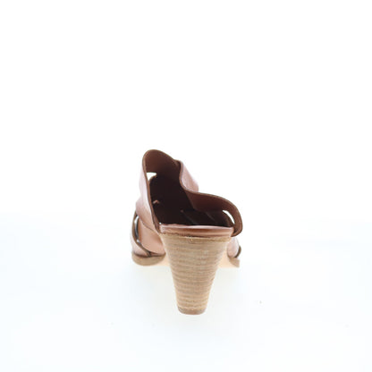 A.S. 98 Breck Womens Brown Leather Slip On Heeled Sandals Shoes