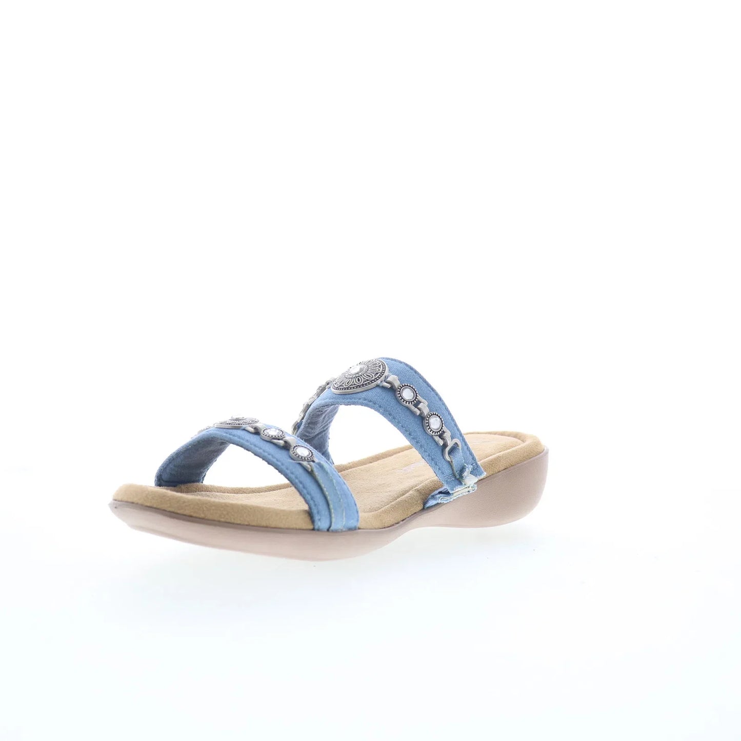 Minnetonka Brenn 5914466 Womens Blue Canvas Slides Sandals Shoes
