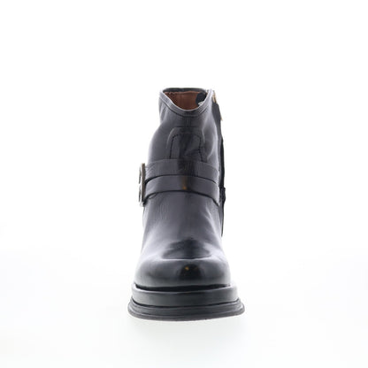 A.S. 98 Cal Womens Black Leather Zipper Ankle & Booties Boots