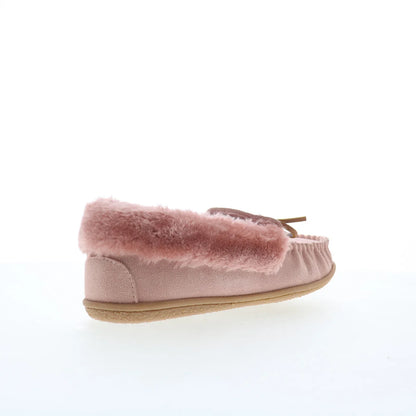Minnetonka Camp Collar Moc 40798 Womens Pink Suede Moccasin Slippers Shoes