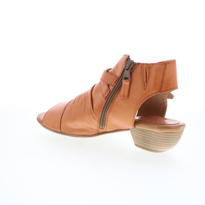 Miz Mooz Cassius Womens Brown Leather Zipper Heeled Sandals Shoes