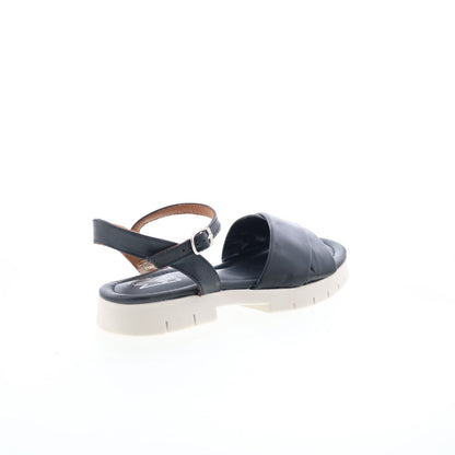Miz Mooz Caylee Womens Black Leather Hook & Loop Strap Sandals Shoes