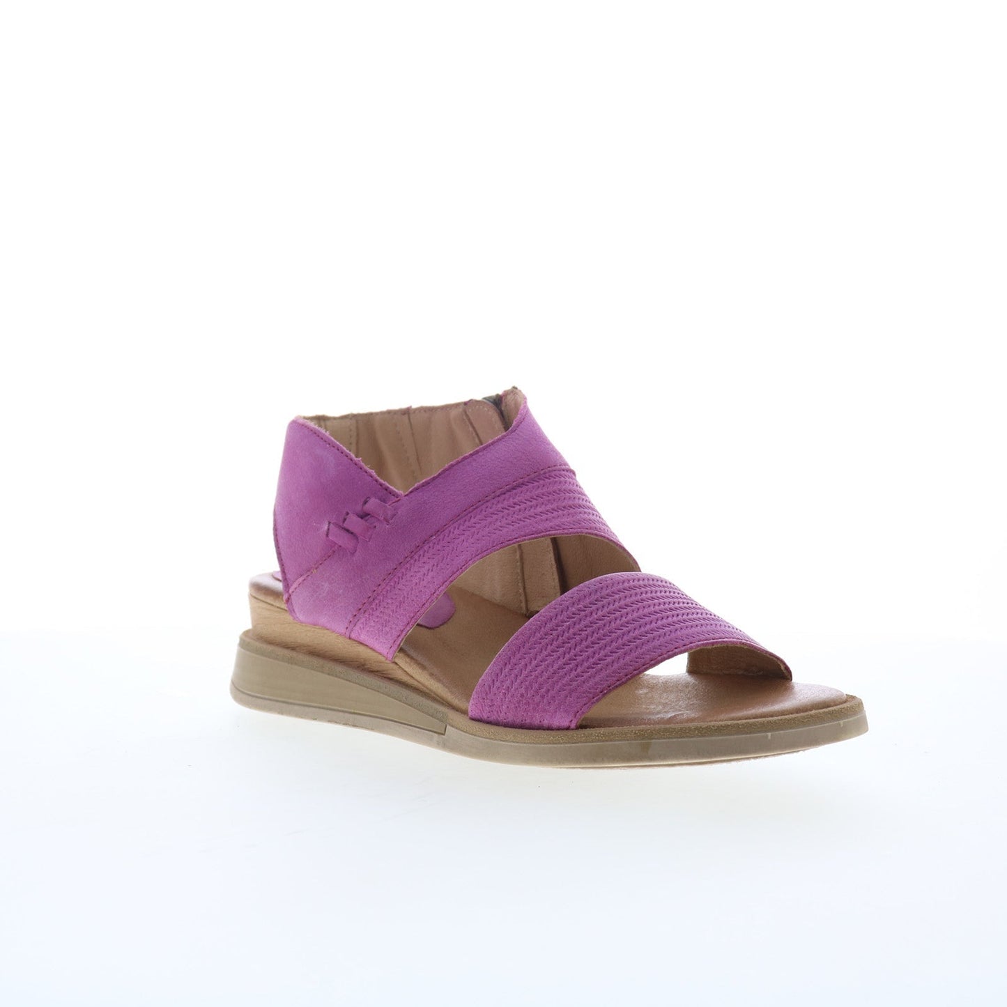 Miz Mooz Cece Womens Purple Leather Zipper Wedges Sandals Shoes