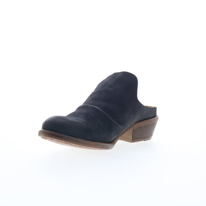 Miz Mooz Cellia Womens Black Leather Slip On Heeled Sandals Shoes