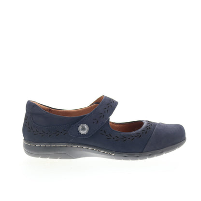 Cobb Hill Perry CHPERRY Womens Blue Suede Strap Mary Jane Flats Shoes