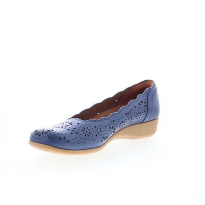 Cobb Hill Rory CHRORY Womens Blue  Narrow Leather Slip On Ballet Flats Shoes