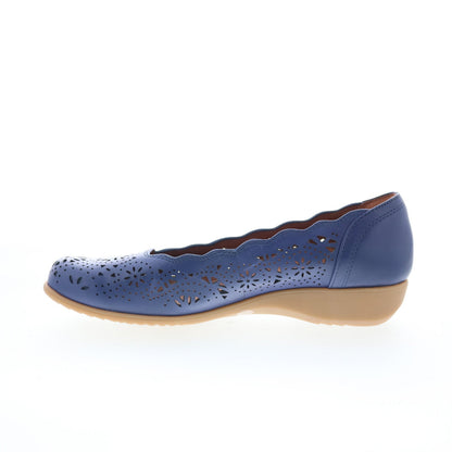 Cobb Hill Rory CHRORY Womens Blue  Narrow Leather Slip On Ballet Flats Shoes