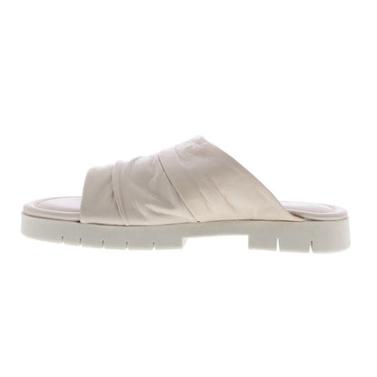 Miz Mooz Claribel Womens Beige Leather Slip On Slides Sandals Shoes