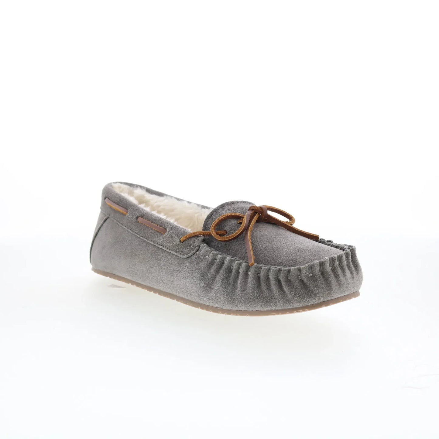 Minnetonka Comfy Moc 40190 Womens Gray Suede Loafer Slippers Shoes