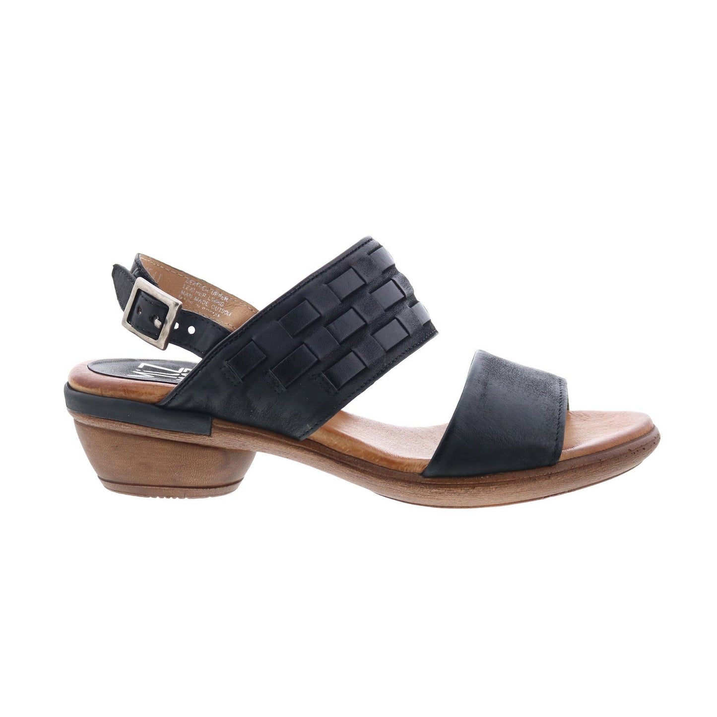 Miz Mooz Constance Womens Black Leather Hook & Loop Strap Sandals Shoes