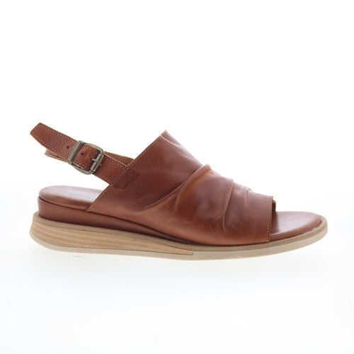 Miz Mooz Cornwall Womens Brown Leather Hook & Loop Strap Sandals Shoes