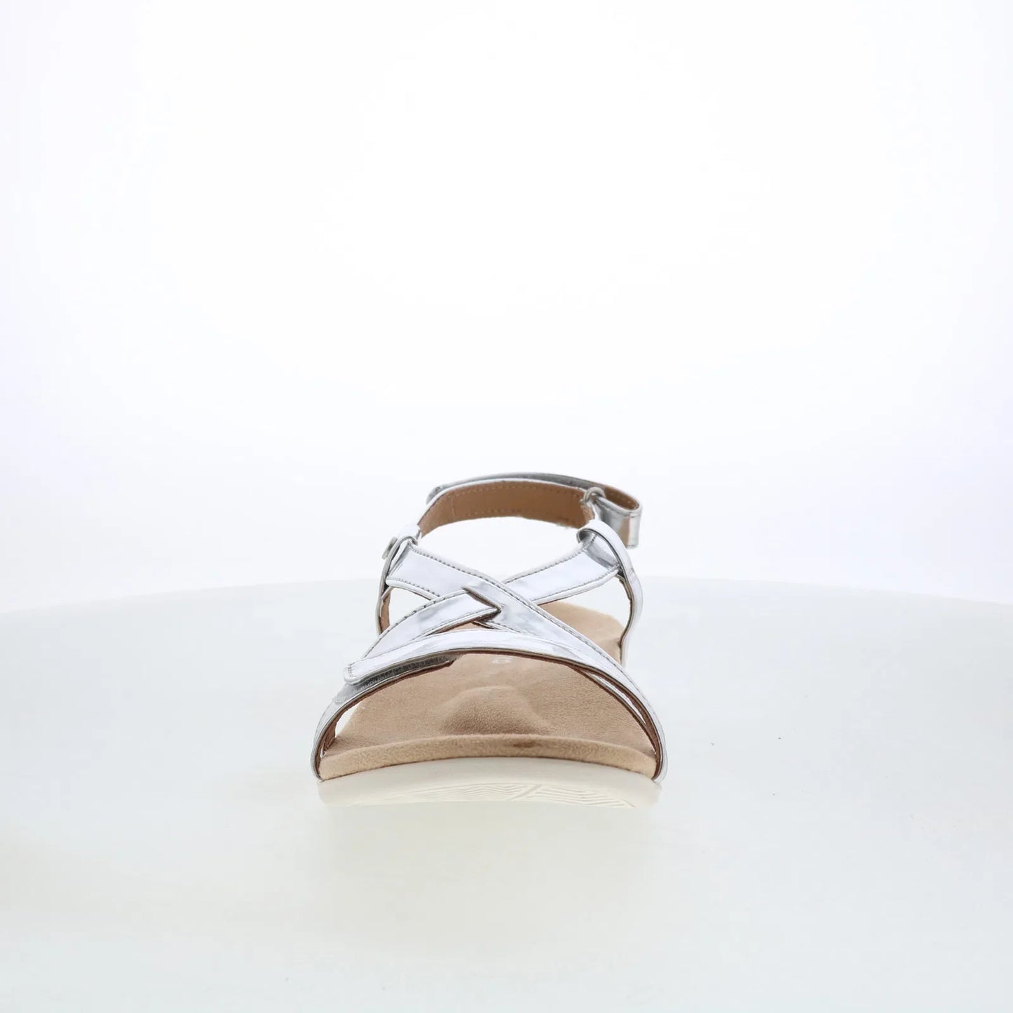 Spenco Cross-Strap Chrome SP1034CSR Womens Silver Strap Sandals Shoes