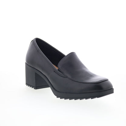 Comfortiva Hailey CT00529 Womens Black Leather Slip On Pumps Heels Shoes