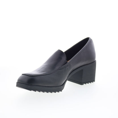 Comfortiva Hailey CT00529 Womens Black Leather Slip On Pumps Heels Shoes