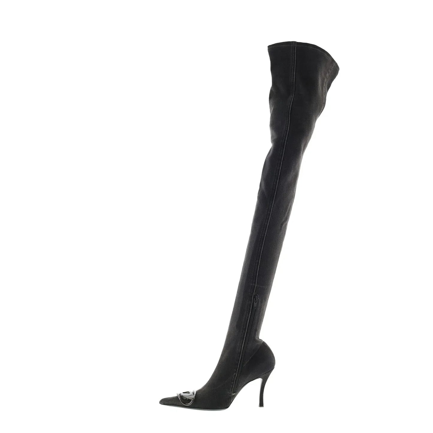Diesel D-Venus TBT D Womens Black Canvas Zipper Over The Knee Boots