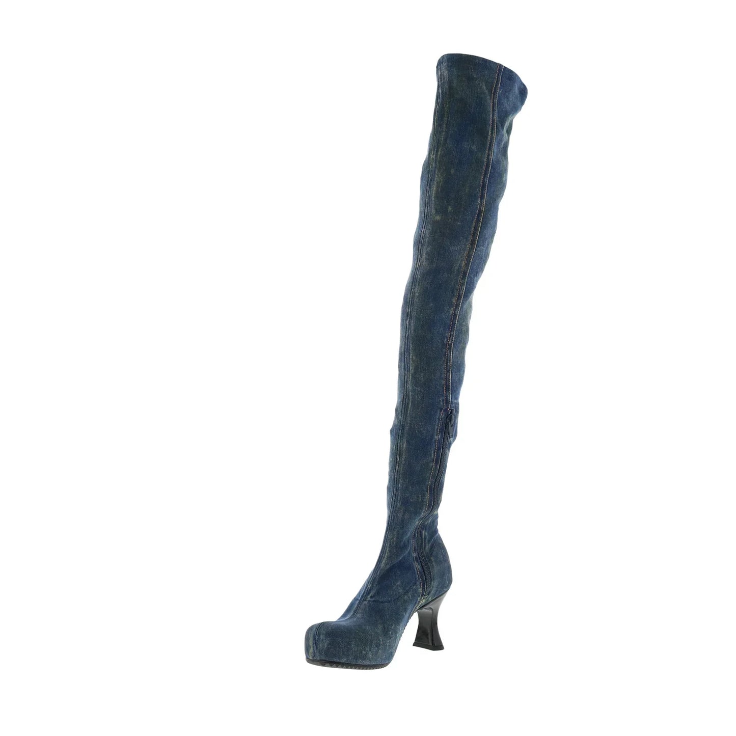 Diesel D-Woodstock TBT Womens Blue Canvas Zipper Knee High Boots