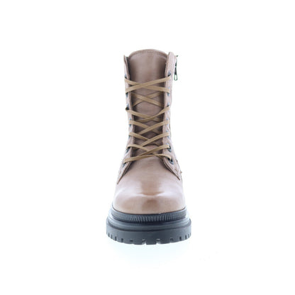 Miz Mooz Davie Womens Beige Leather Lace Up Casual Dress Boots