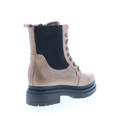 Miz Mooz Davie Womens Beige Leather Lace Up Casual Dress Boots