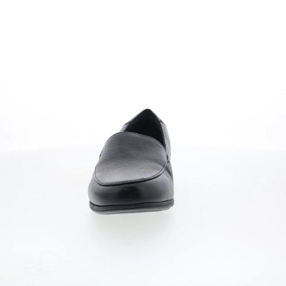 Trotters Deanna T2055-001 Womens Black Leather Slip On Loafer Flats Shoes
