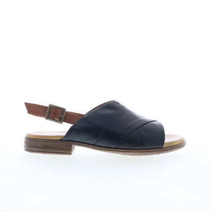 Miz Mooz Dorothy Womens Black Leather Hook & Loop Slingback Sandals Shoes