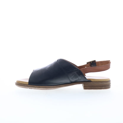 Miz Mooz Dorothy Womens Black Leather Hook & Loop Slingback Sandals Shoes