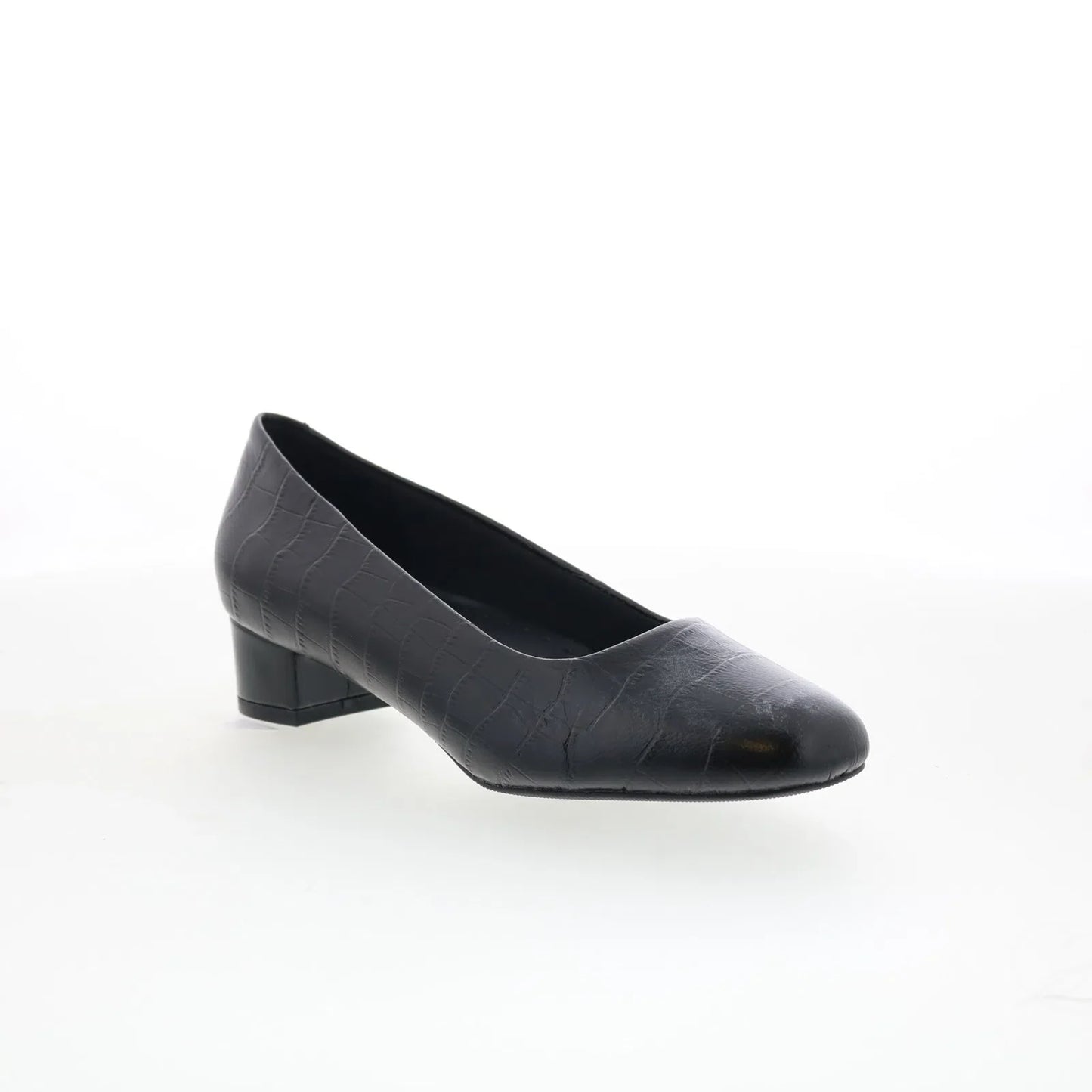 Trotters Dream T2302-011 Womens Black Leather Slip On Pumps Heels Shoes