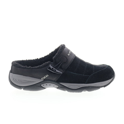 Easy Spirit Efrost SEEFROST Womens Black Extra Wide Suede Clog Flats Shoes