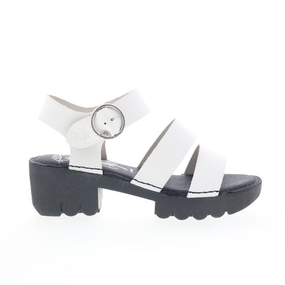 Fly London Egly EGLY520FLY-001 Womens White Leather Heeled Sandals Shoes