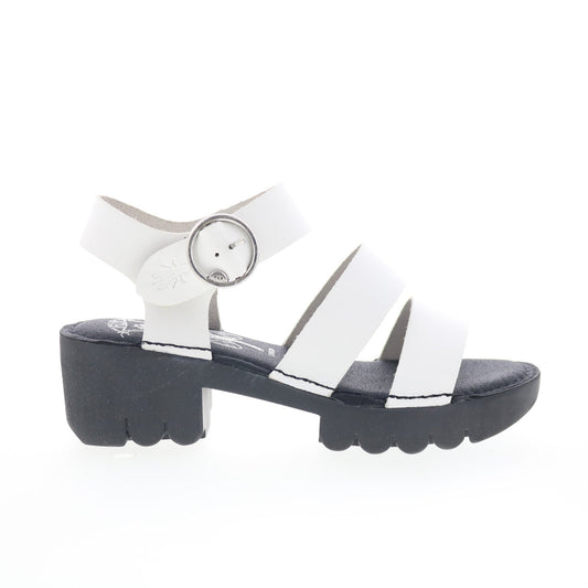 Fly London Egly EGLY520FLY-001 Womens White Leather Heeled Sandals Shoes