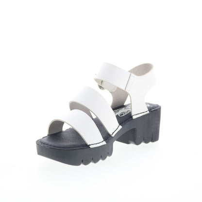 Fly London Egly EGLY520FLY-001 Womens White Leather Heeled Sandals Shoes