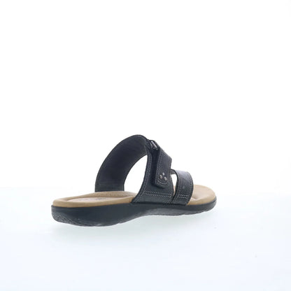 Clarks Elizabelle Way 26177929 Womens Black Leather Flip-Flops Sandals Shoes