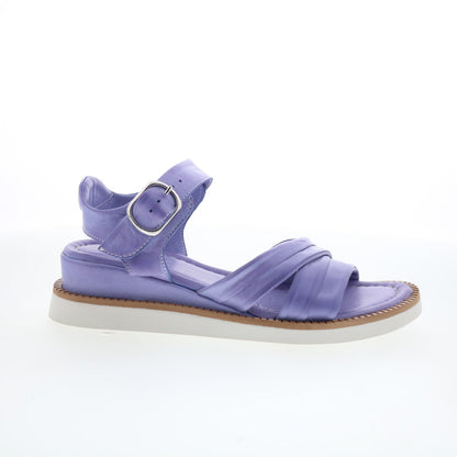 Miz Mooz Emelina Womens Purple Leather Hook & Loop Strap Sandals Shoes
